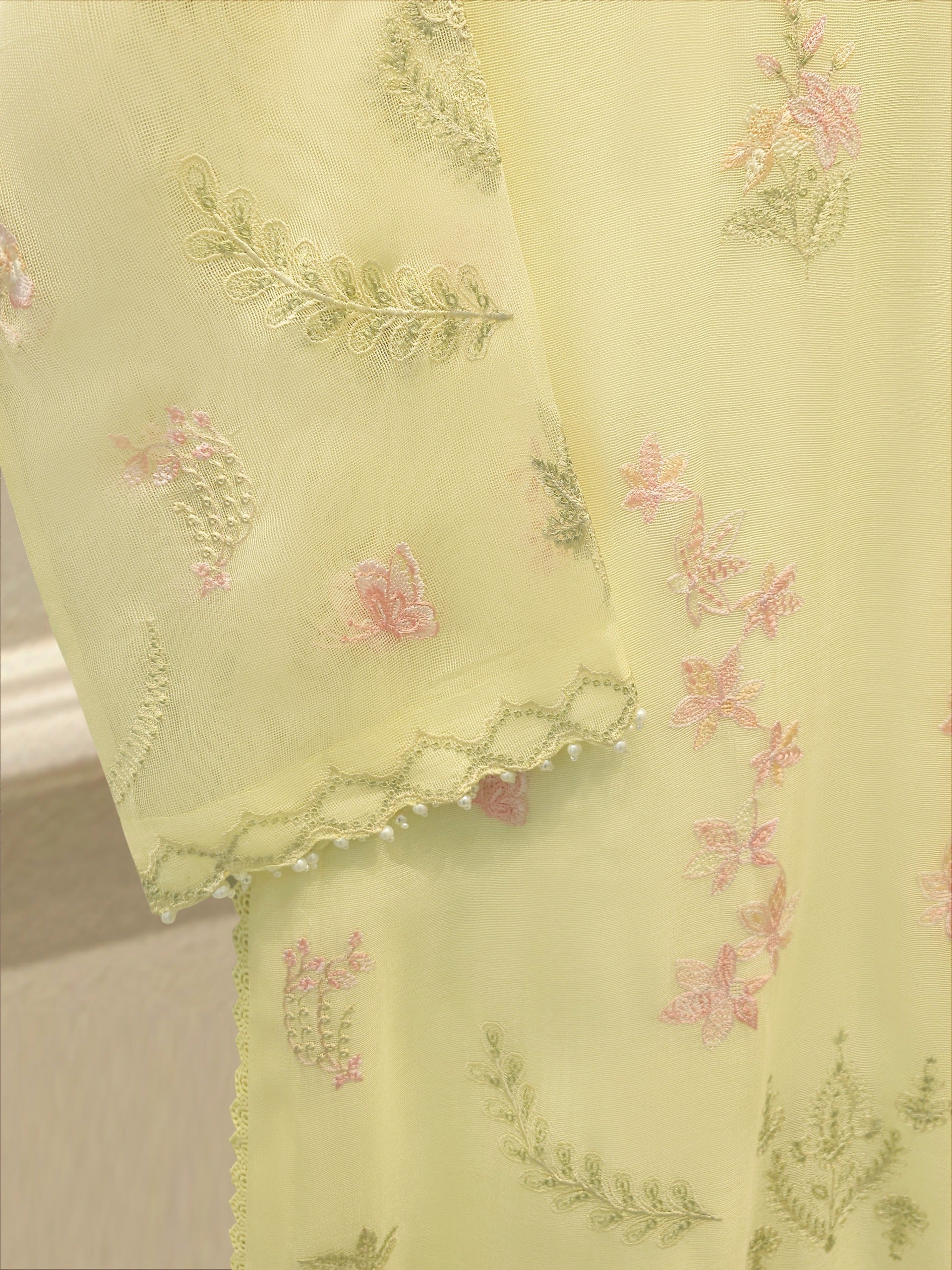 3 Piece - Pure Embroidered Cotton Net Suit S114707