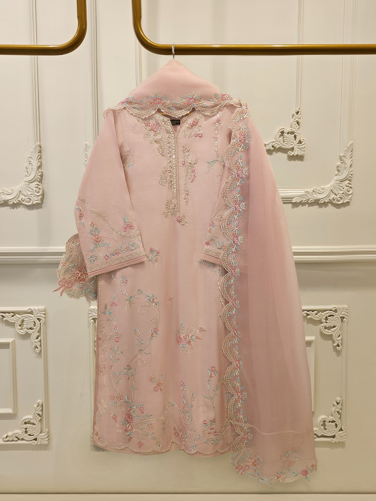 3 Piece - Pure Khaddi Silk Embroidered  Suit S114730
