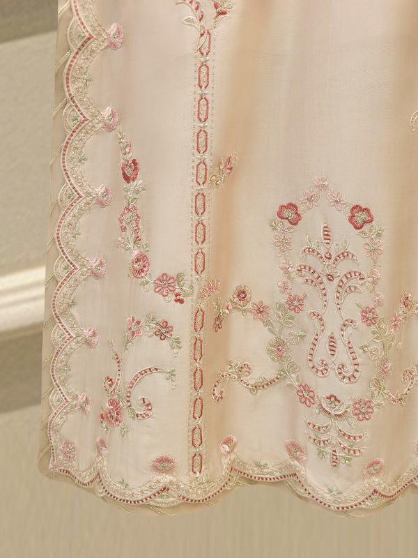3 Piece- Pure Sheesha Silk Embroidered Suit S114755