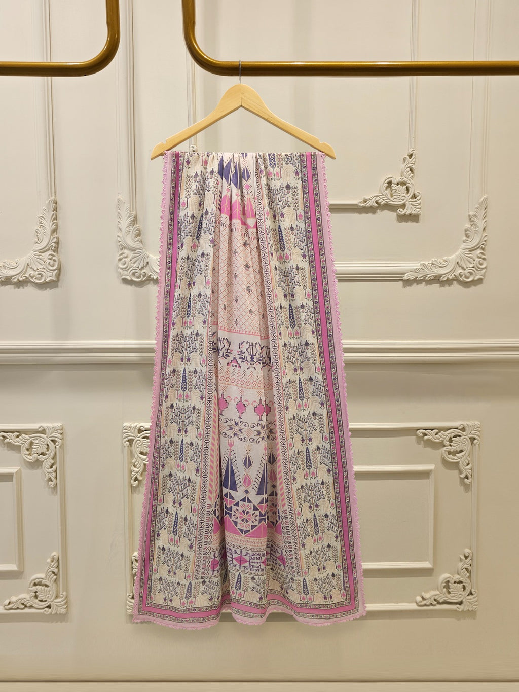 2-Piece Embroidered Digital Printed Cambric Suit S114754