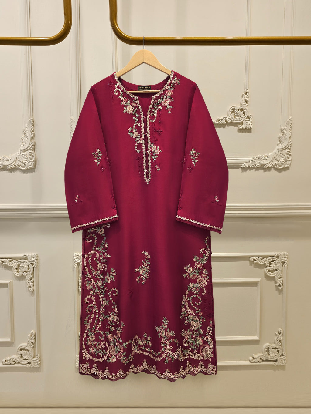 Pure Embroidered Sheesha Silk Shirt S114832