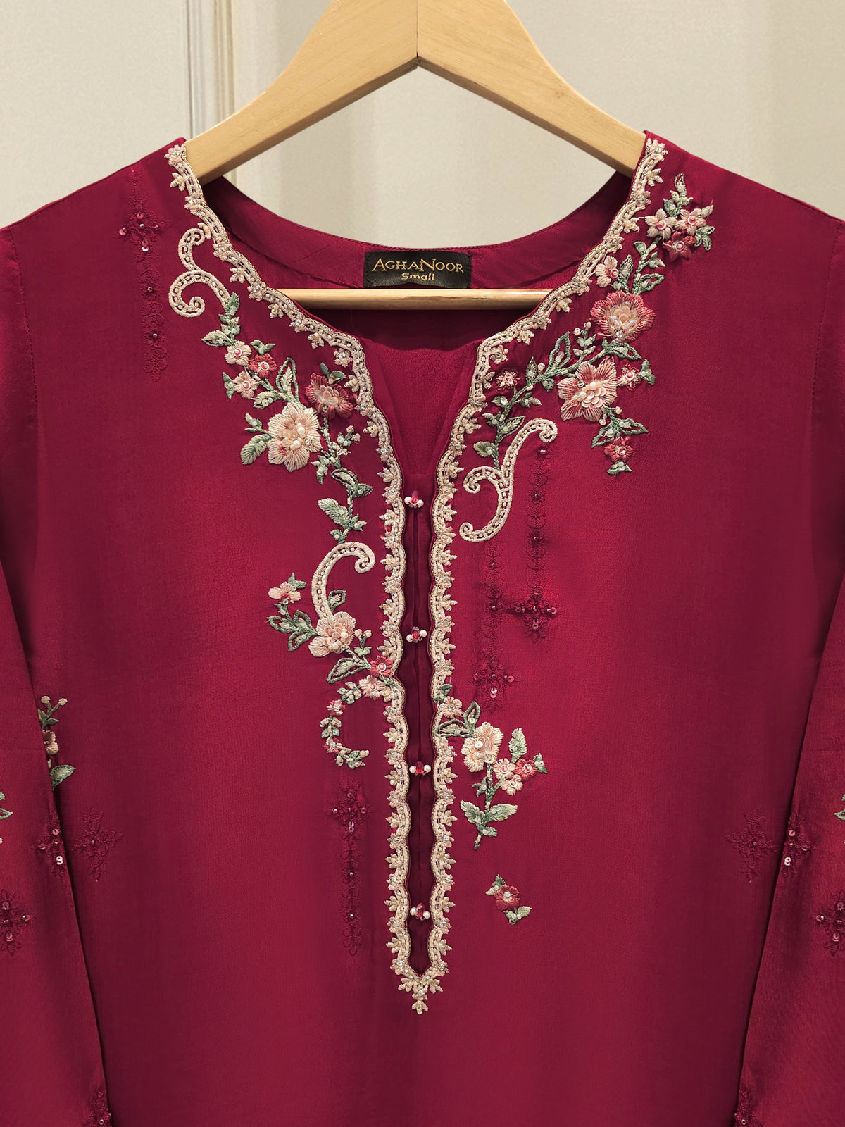 Pure Embroidered Sheesha Silk Shirt S114832