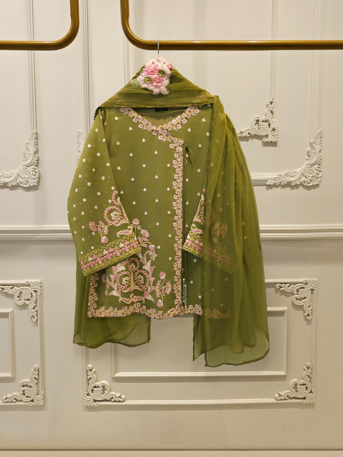 3 Piece - Pure Embroidered Cotton Net Suit S114765