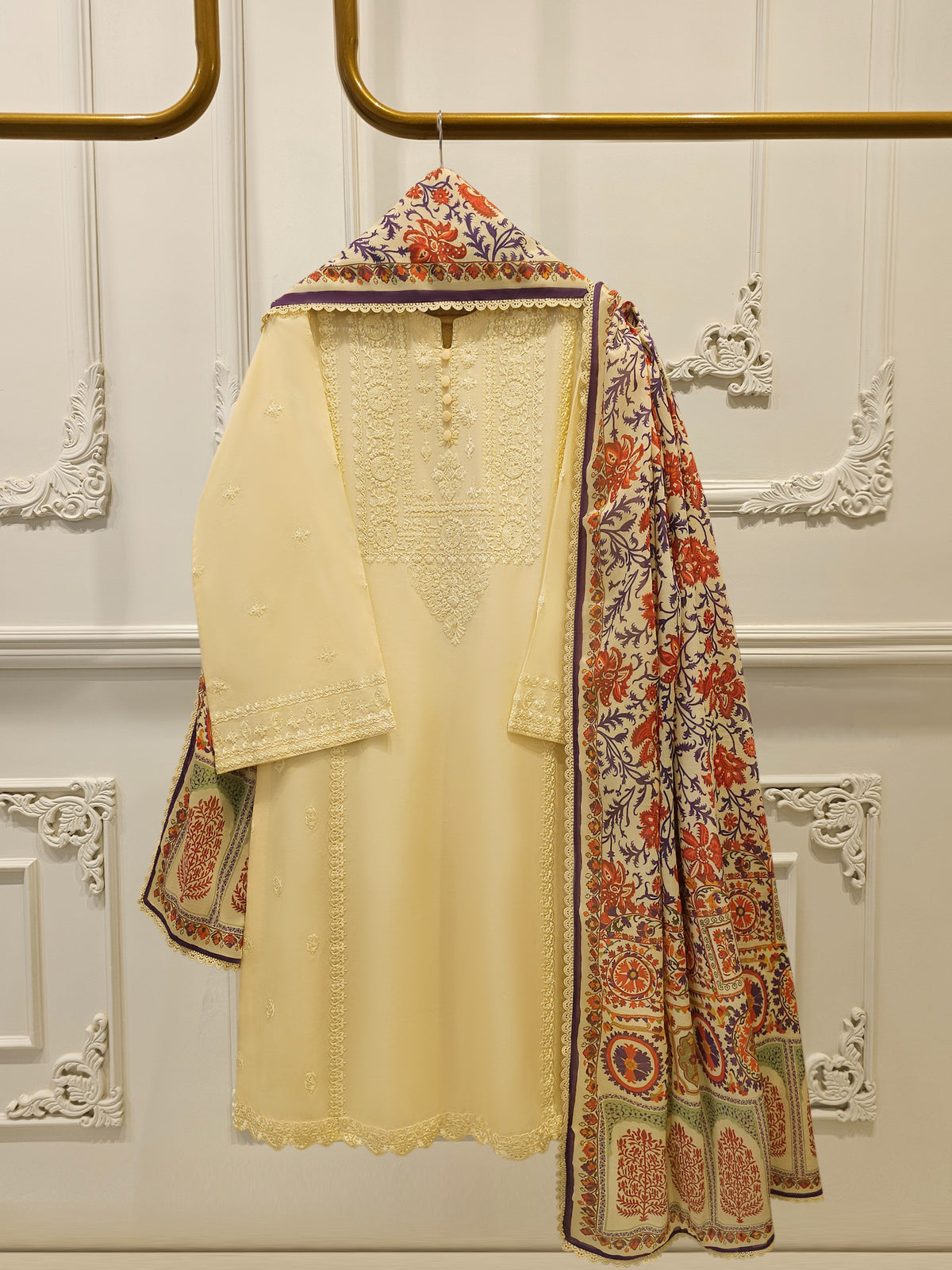 3 Piece - Embroidered Cambric Suit S114818 Main image