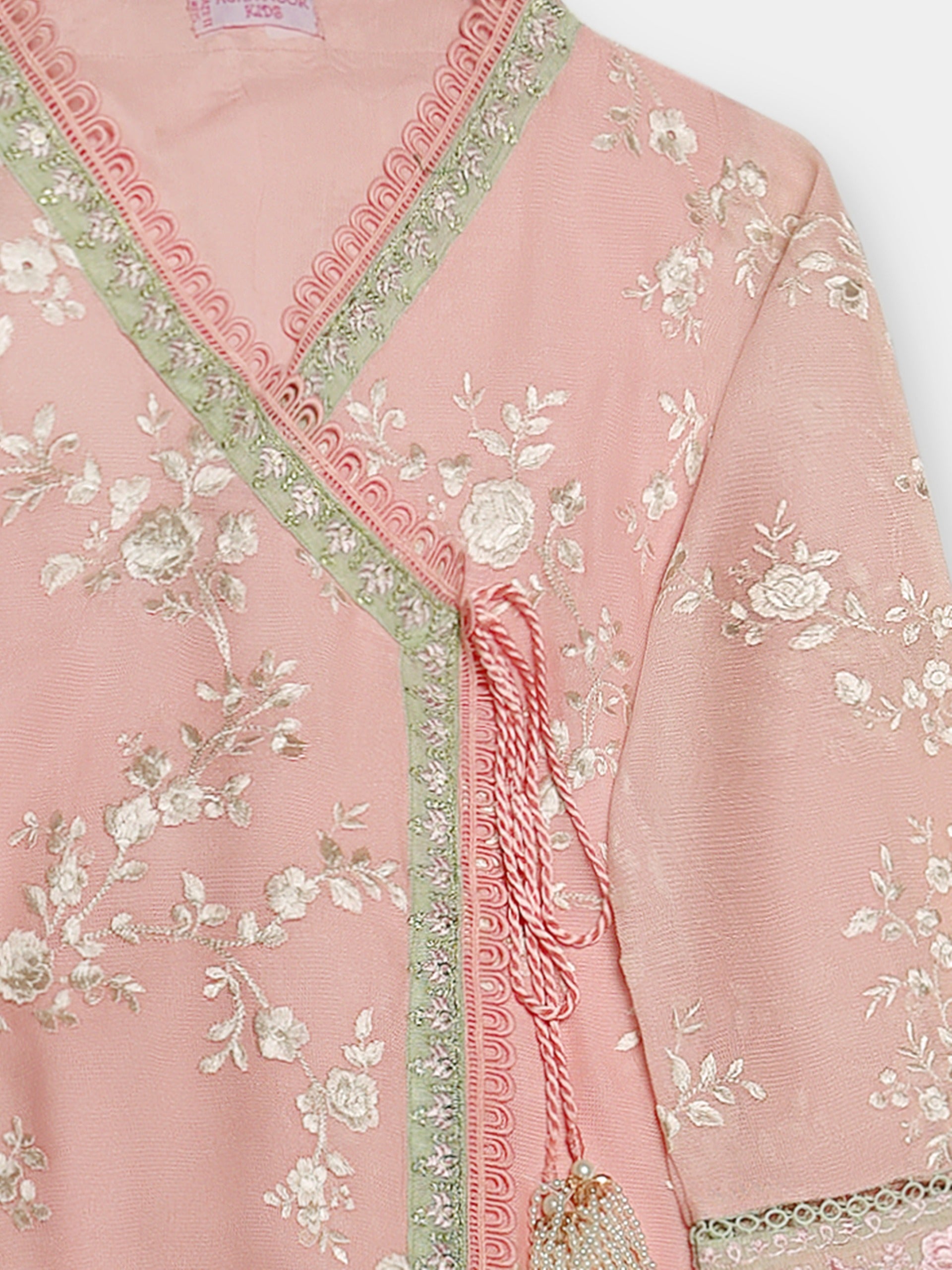 (Kids) 2 Piece -Embroidered  Pure Cotton Net Suit KD-102 Secondary image