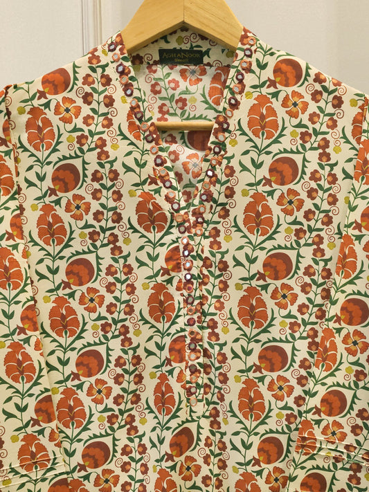 Elegant Digital Printed Cambric Shirt S114242
