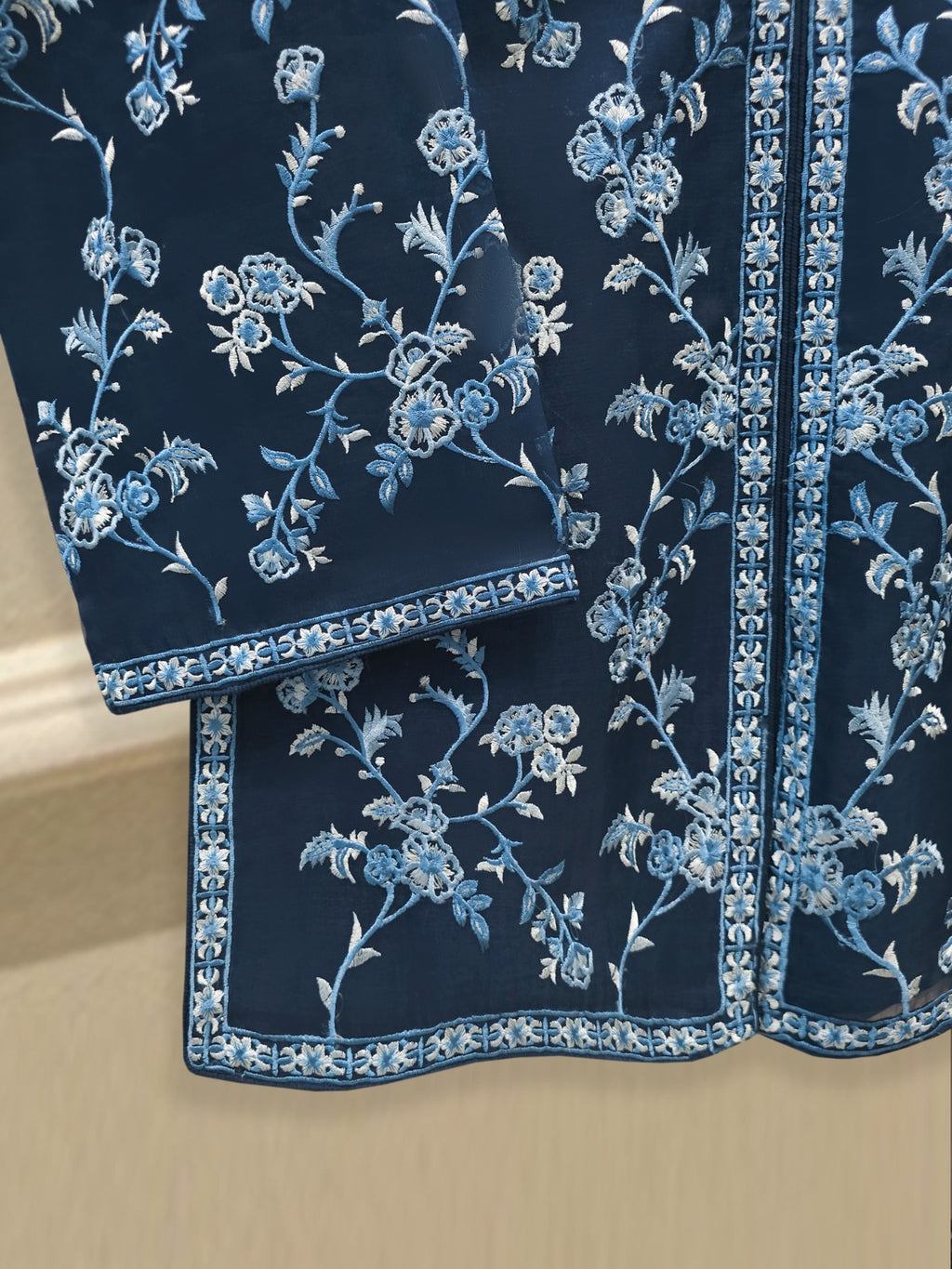 3 Piece - Pure Organza Embroidered Suit S114721