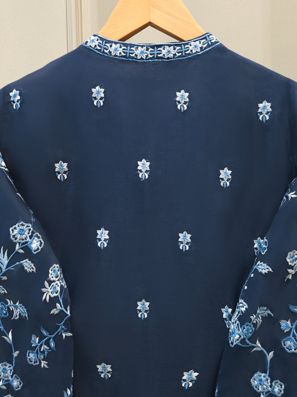 3 Piece - Pure Organza Embroidered Suit S114721
