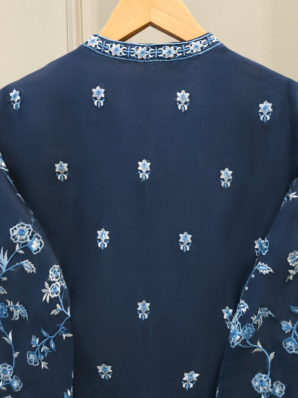 3 Piece - Pure Organza Embroidered Suit S114721