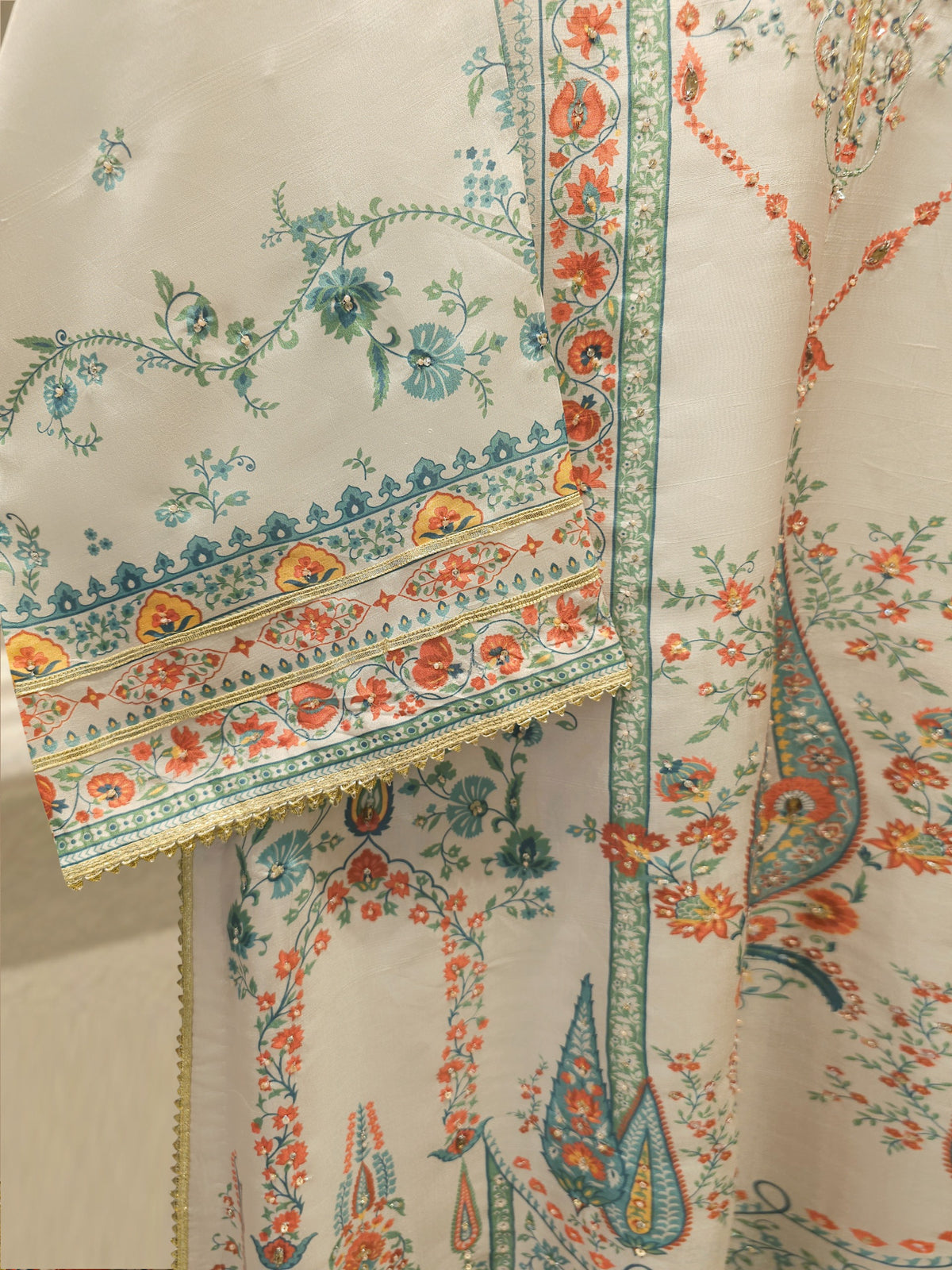 3-Piece Pure Digital Printed Silk Suit – Luxury Elegant Women's Formal Wear S114744