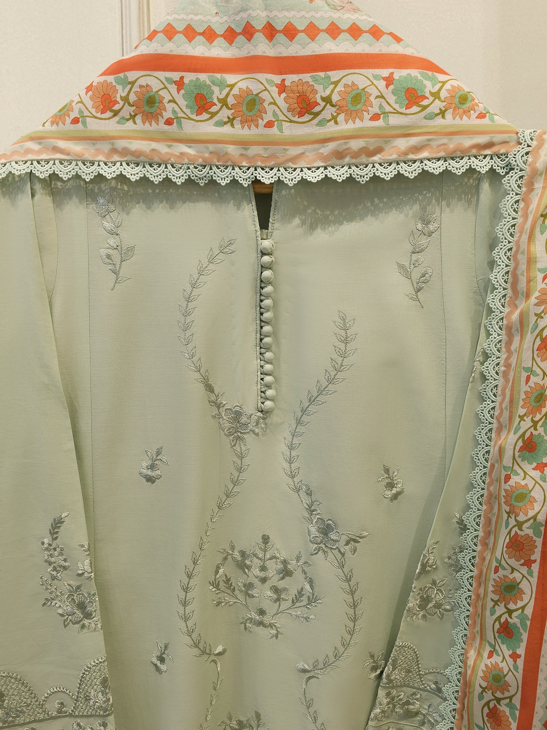 3 Piece - Embroidered Cambric Suit S114854 Secondary image