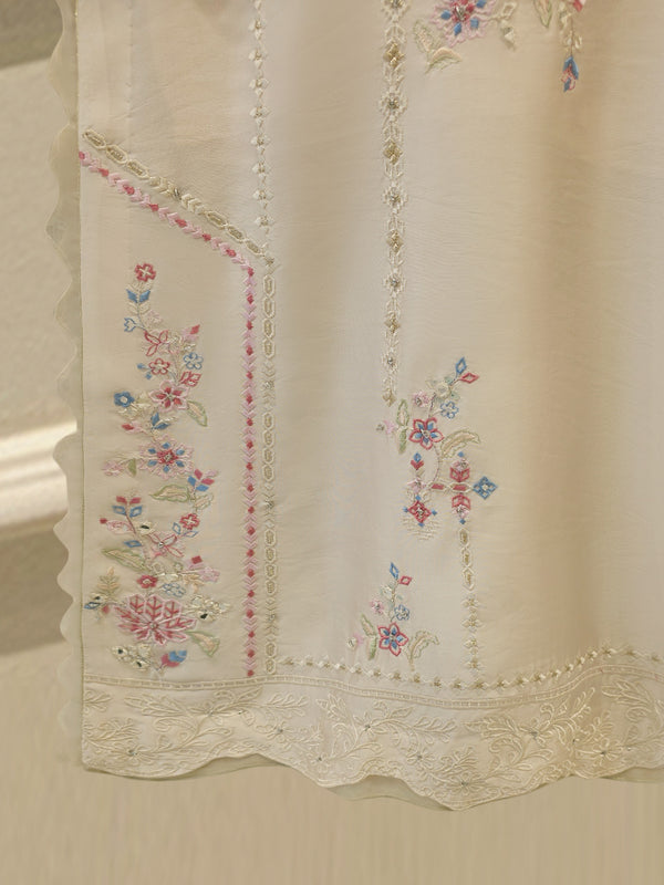 3 Piece- Pure  Sheesha Silk Embroidered Suit S114942