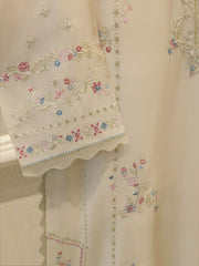 3 Piece- Pure  Shisha Silk Embroidered Suit S114942