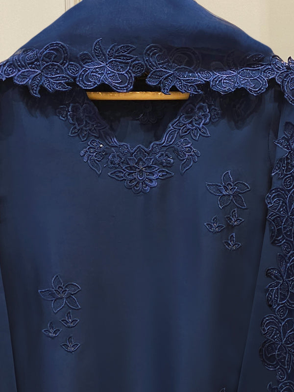 3 Piece- Pure  Sheesha Silk Embroidered Suit S114947