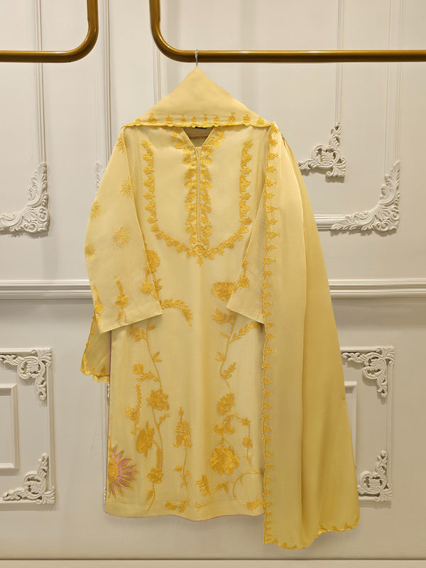 3 Piece - Pure Embroidered Cotton Net Suit S114819