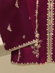 3 Piece- Pure  Shisha Silk Embroidered Suit S115008