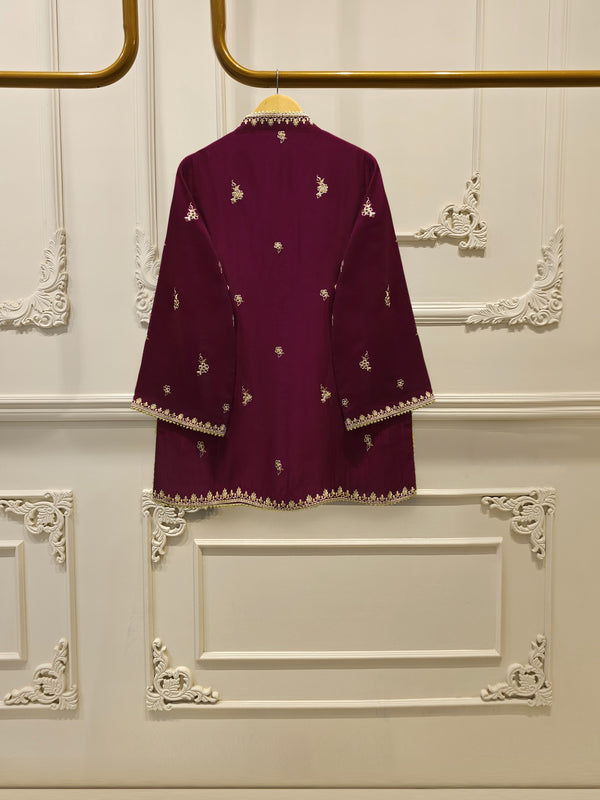 3 Piece- Pure  Sheesha Silk Embroidered Suit S115008