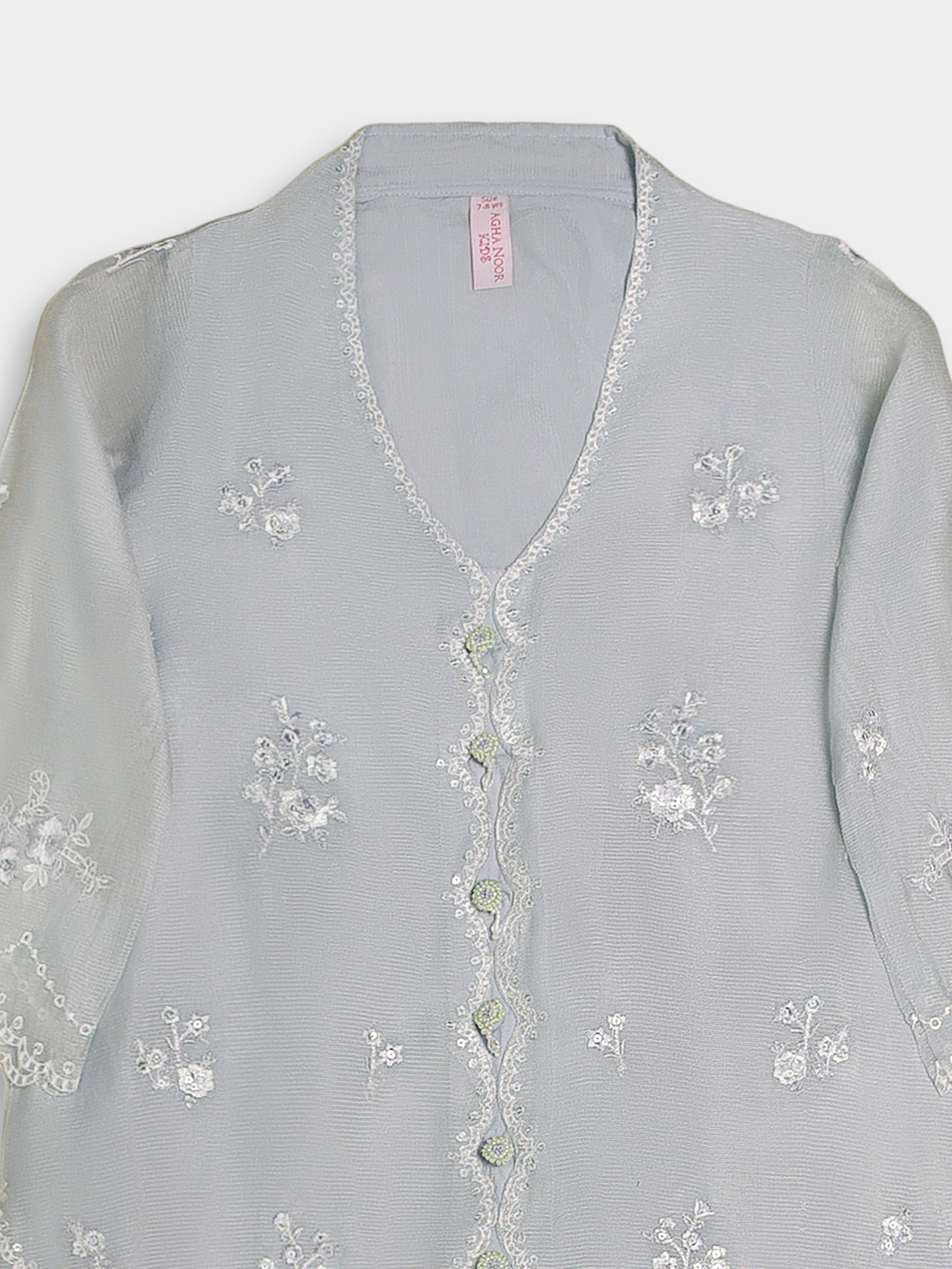 (Kids) 3 Piece -Embroidered  Pure Cotton Net Suit KD-076 Secondary image