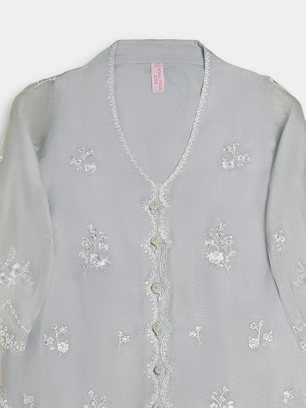 (Kids) 3 Piece -Embroidered  Pure Cotton Net Suit KD-076