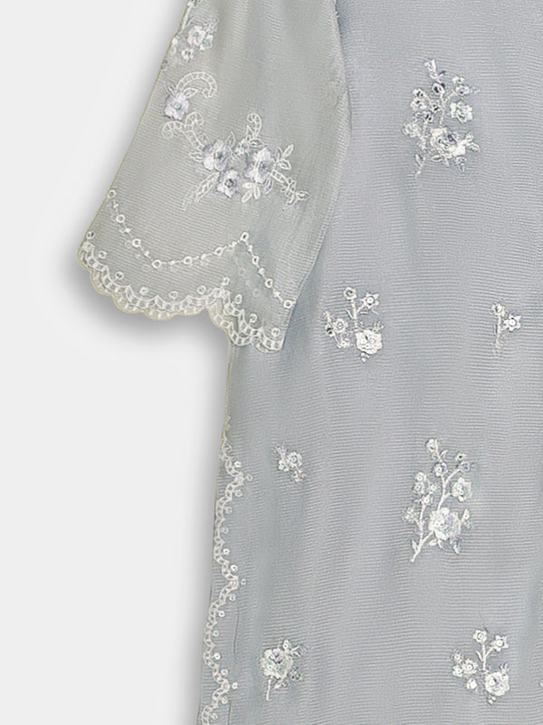 (Kids) 3 Piece -Embroidered  Pure Cotton Net Suit KD-076