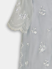 (Kids) 3 Piece -Embroidered  Pure Cotton Net Suit KD-076