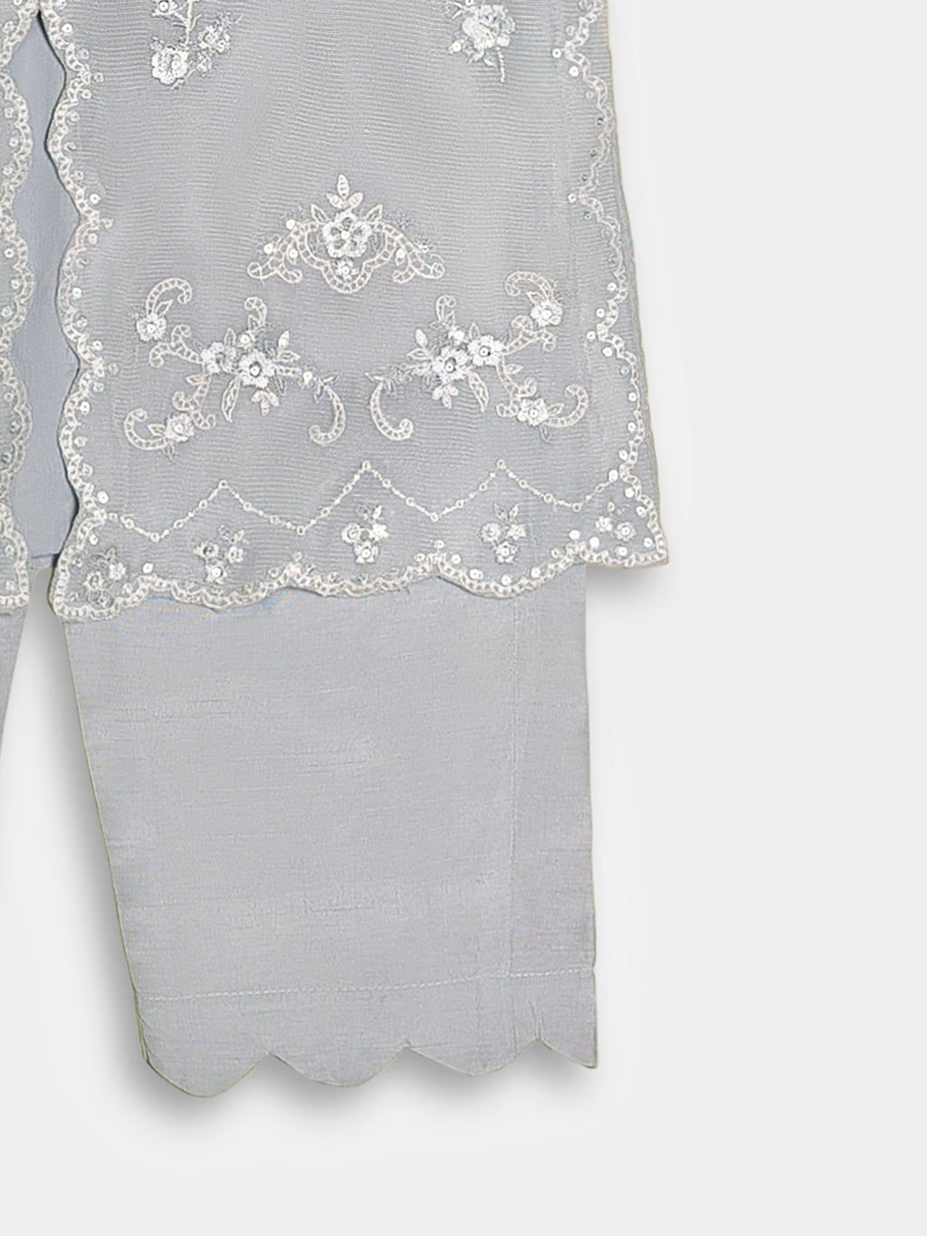 (Kids) 3 Piece -Embroidered  Pure Cotton Net Suit KD-076