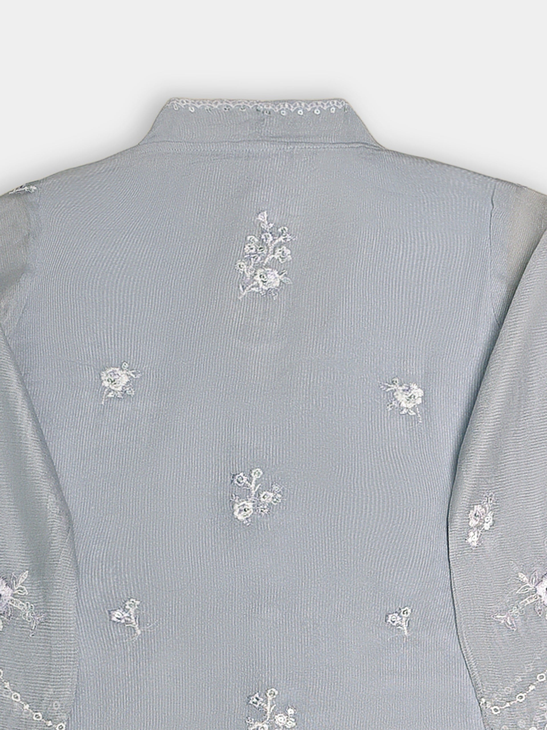 (Kids) 3 Piece -Embroidered  Pure Cotton Net Suit KD-076