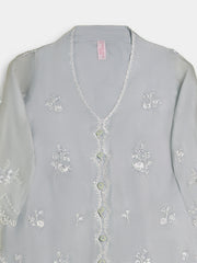 (Kids) 3 Piece -Embroidered  Pure Cotton Net Suit KD-076