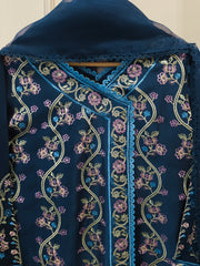 3 Piece- Pure  Shisha Silk Embroidered Suit S115078