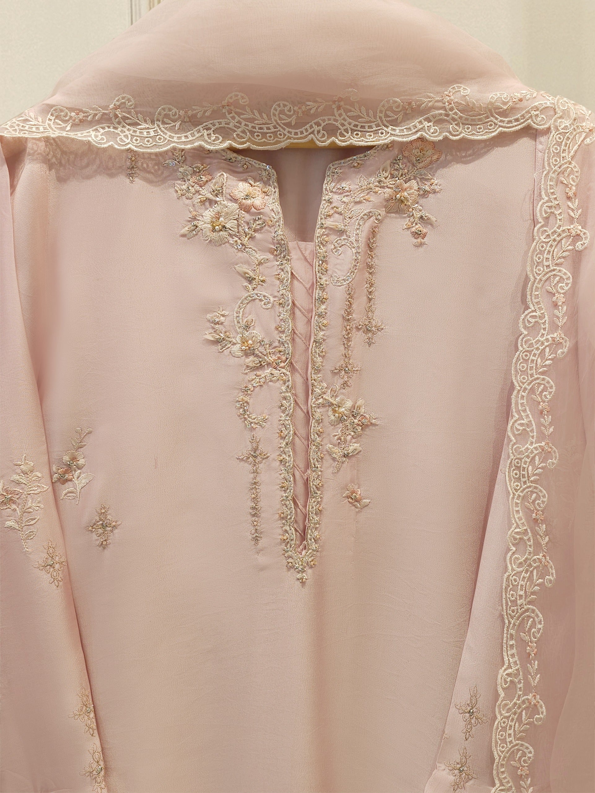 3 Piece- Pure  Sheesha Silk Embroidered Suit S115042 Secondary image