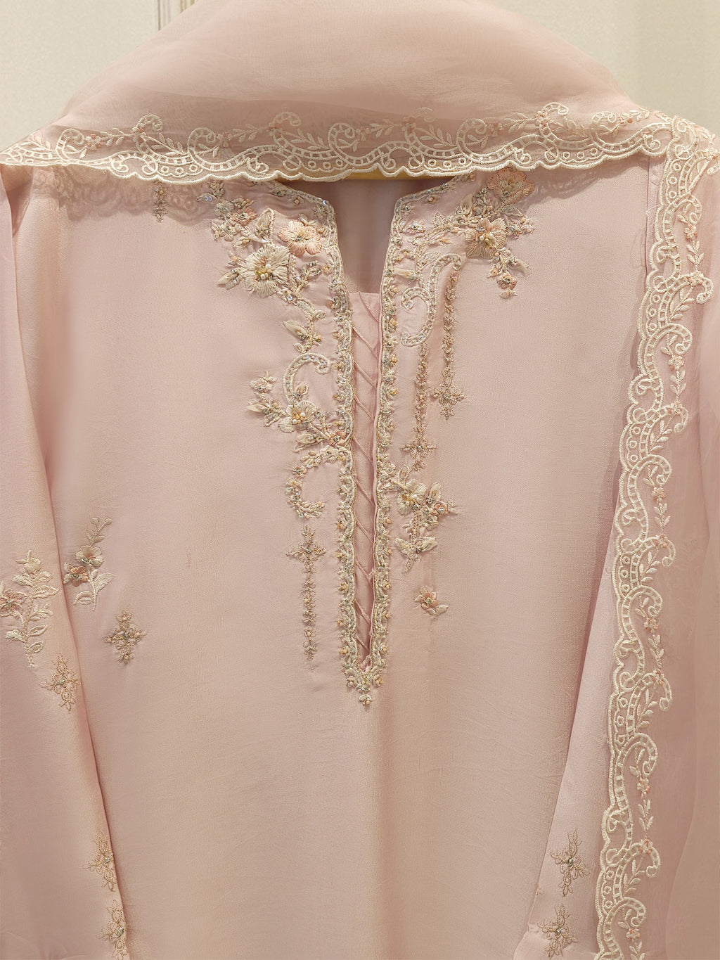 3 Piece- Pure  Sheesha Silk Embroidered Suit S115042