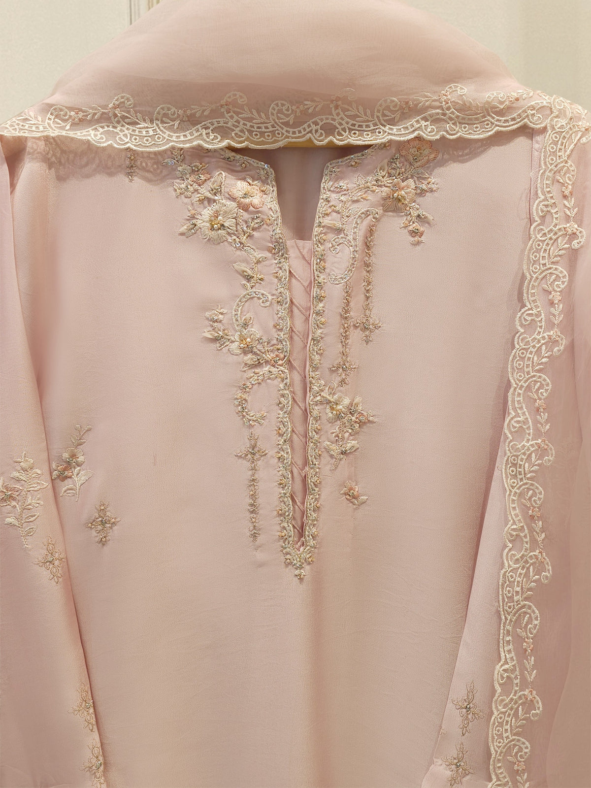 3 Piece- Pure  Sheesha Silk Embroidered Suit S115042