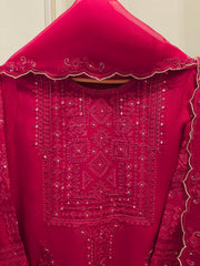 3 Piece - Pure Khaddi Silk Embroidered  Suit S115156