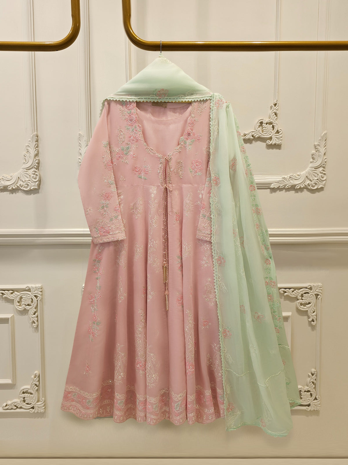 3 Piece - Embroidered Khadi Silk Suit WS00403