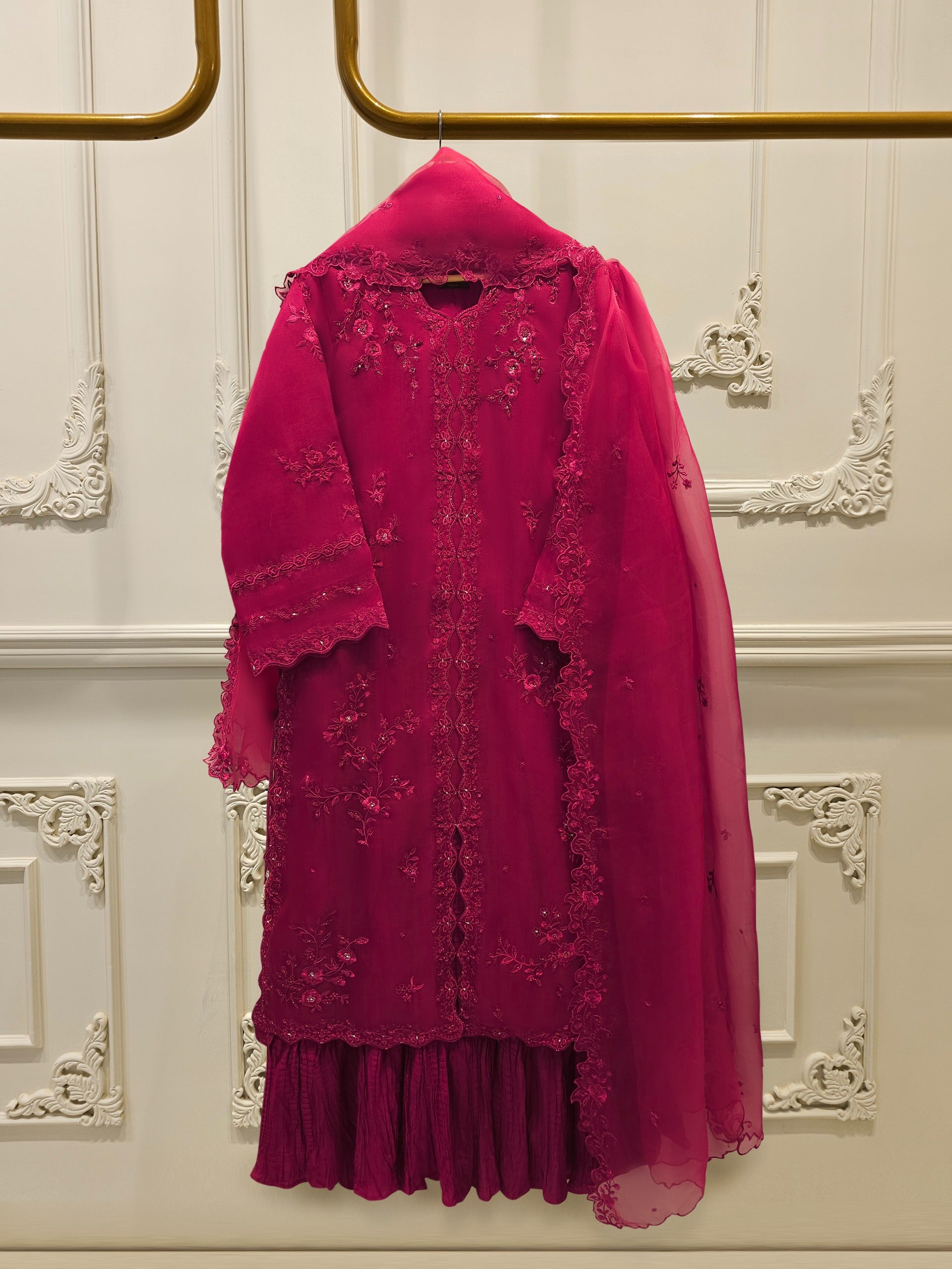 3 Piece - Pure Organza Embroidered Suit S115248 Main image
