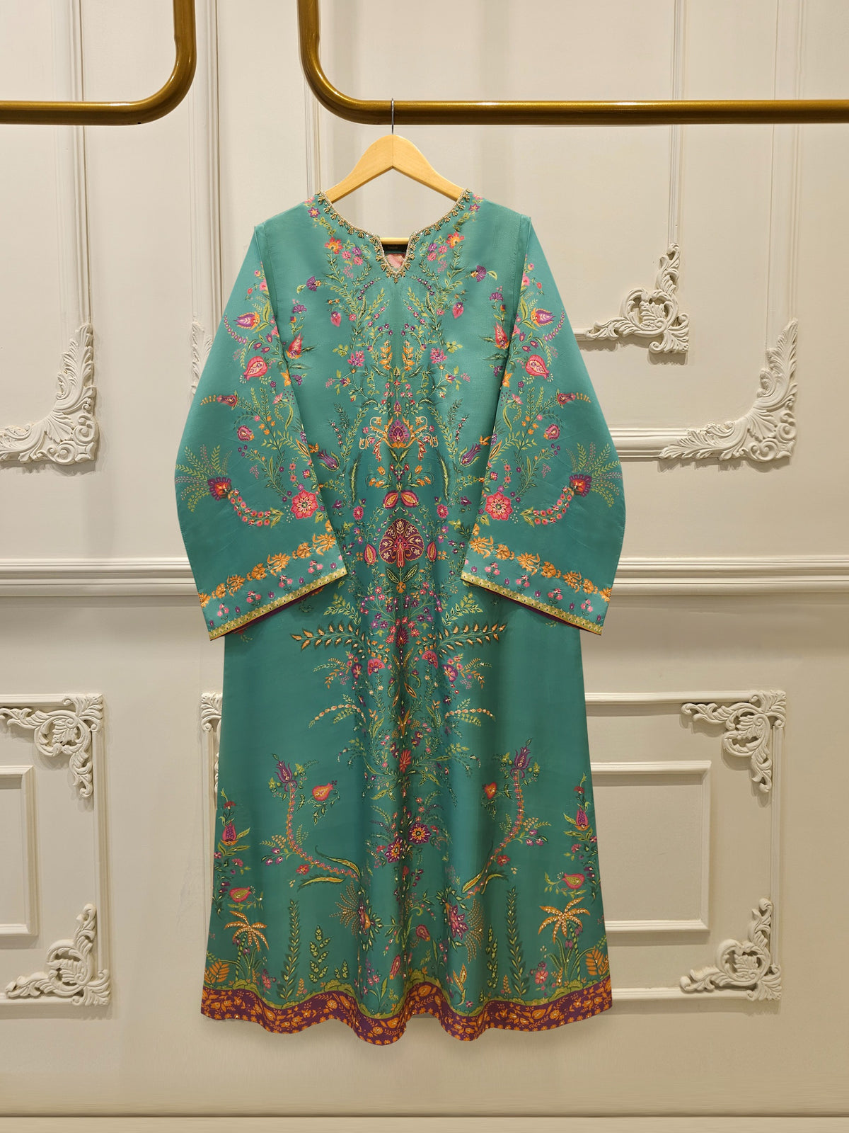 2-Piece Pure Printed Silk Suit with Khadi Silk Pants S115262 Main image