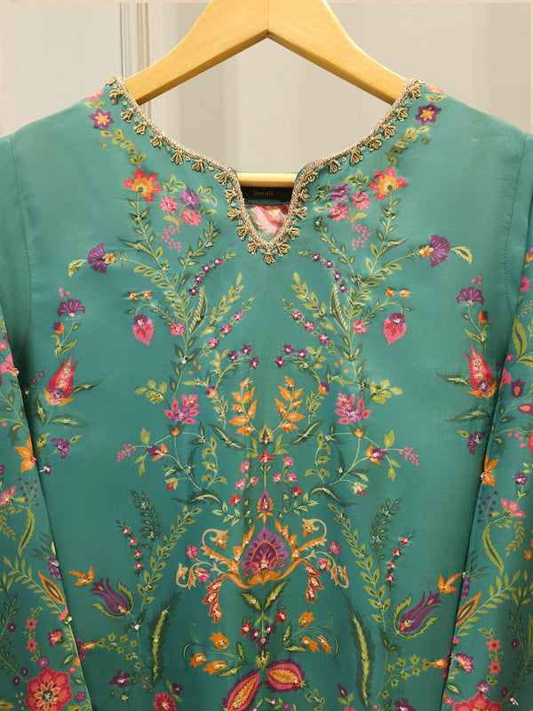 2-Piece Pure Printed Silk Suit with Khadi Silk Pants S115262