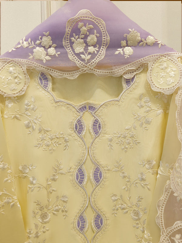 3 Piece- Pure  Sheesha Silk Embroidered Suit S115271