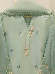 3 Piece- Pure  Sheesha Silk Embroidered Suit S115276