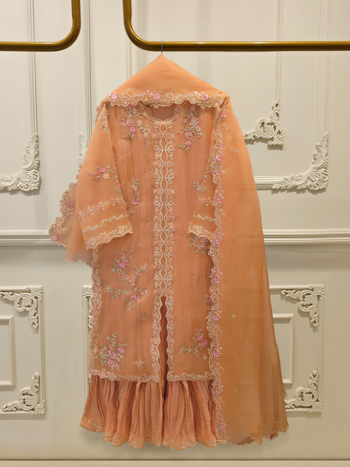 3 Piece - Pure Organza Embroidered Suit S115289 Main image