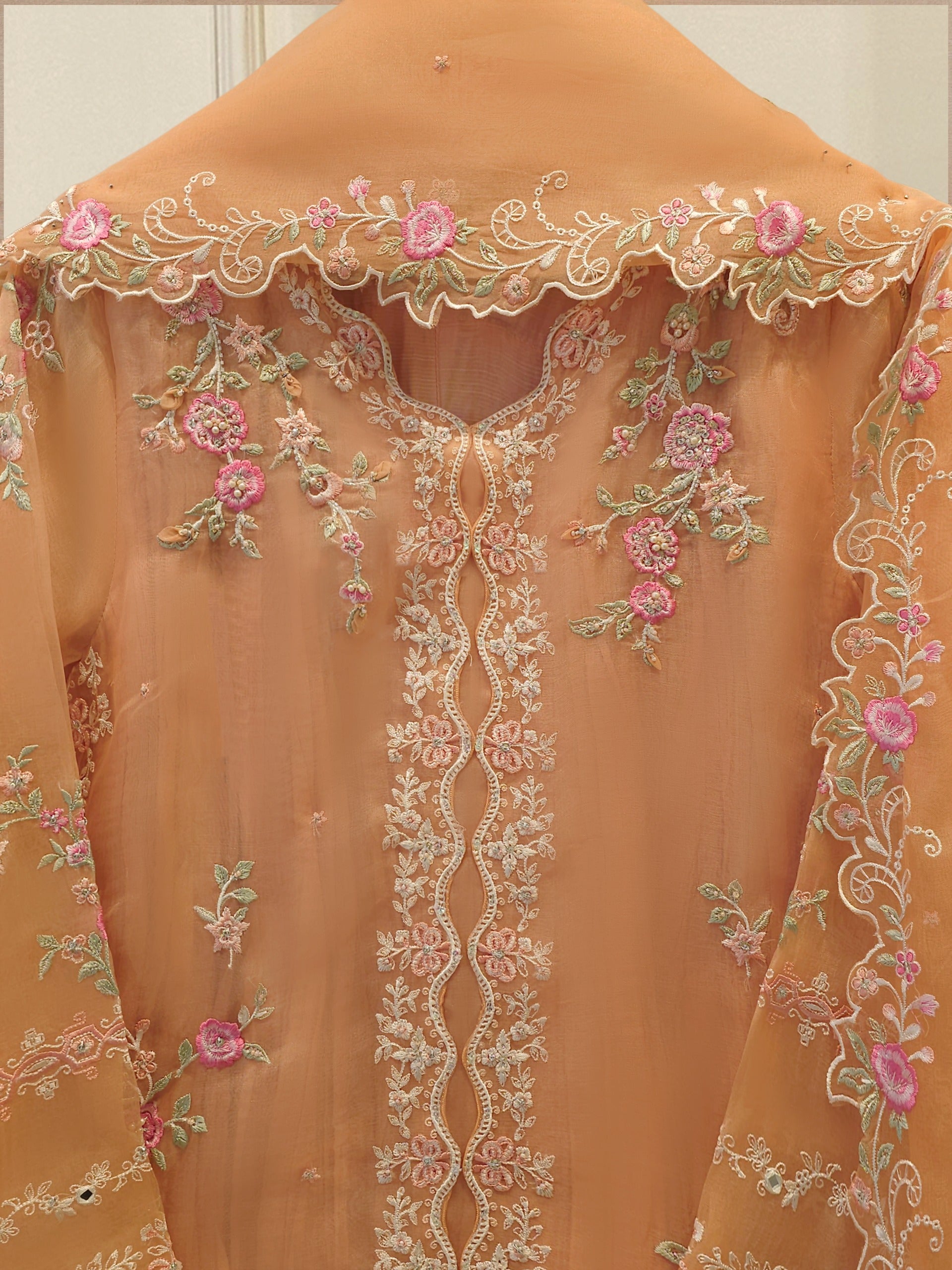 3 Piece - Pure Organza Embroidered Suit S115289 Secondary image
