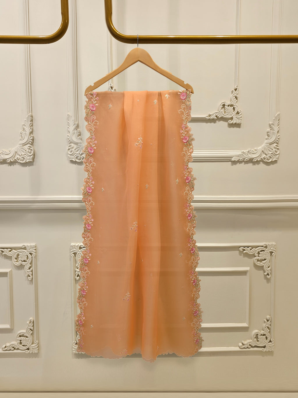 3 Piece - Pure Organza Embroidered Suit S115289