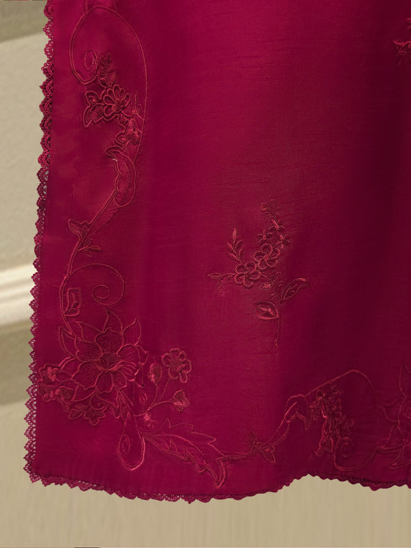 3 Piece- Pure Korean Silk Embroidered Suit S115297