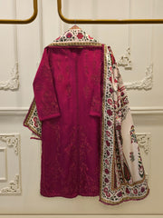 3 Piece- Pure Korean Silk Embroidered Suit S115293