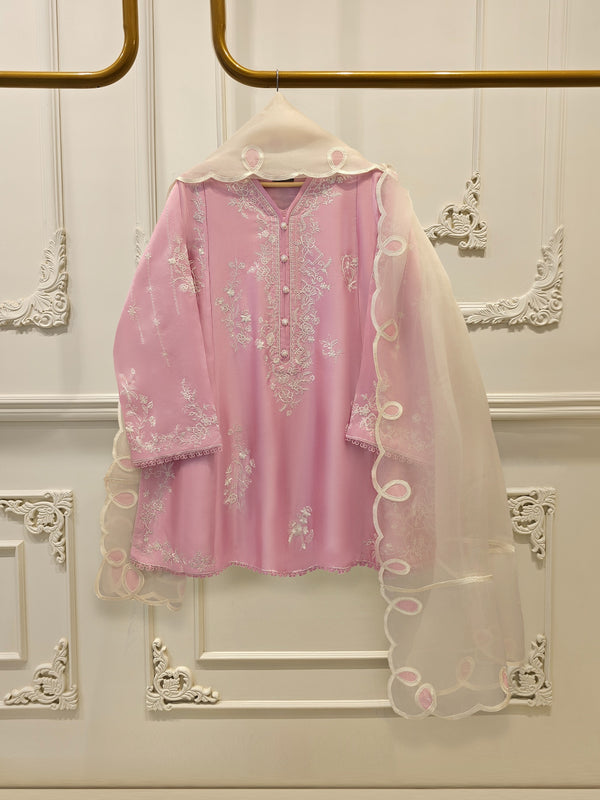 3 Piece- Pure  Sheesha Silk Embroidered Suit S115291