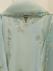 3 Piece- Pure  Sheesha Silk Embroidered Suit S115328