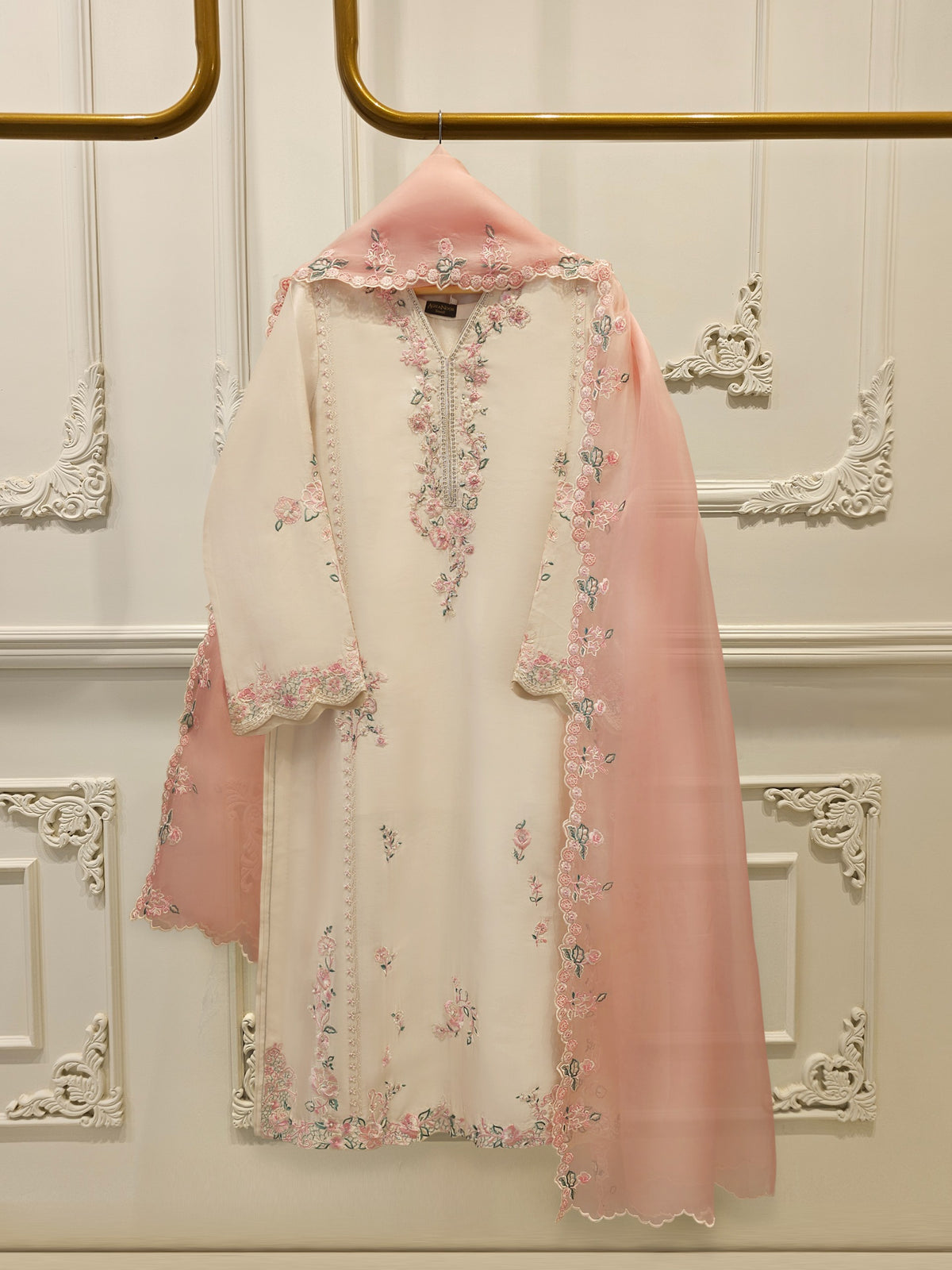 3 Piece- Pure  Sheesha Silk Embroidered Suit S115345