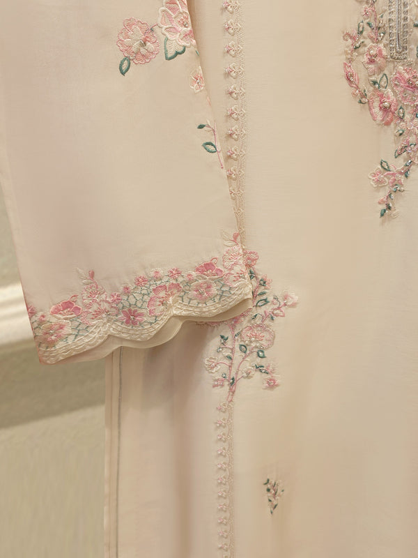 3 Piece- Pure  Sheesha Silk Embroidered Suit S115345