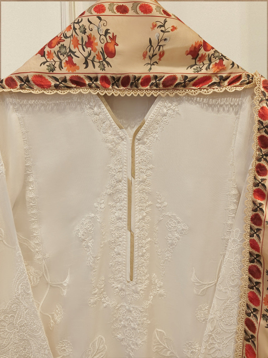 3 Piece- Pure Korean Silk Embroidered Suit S115360