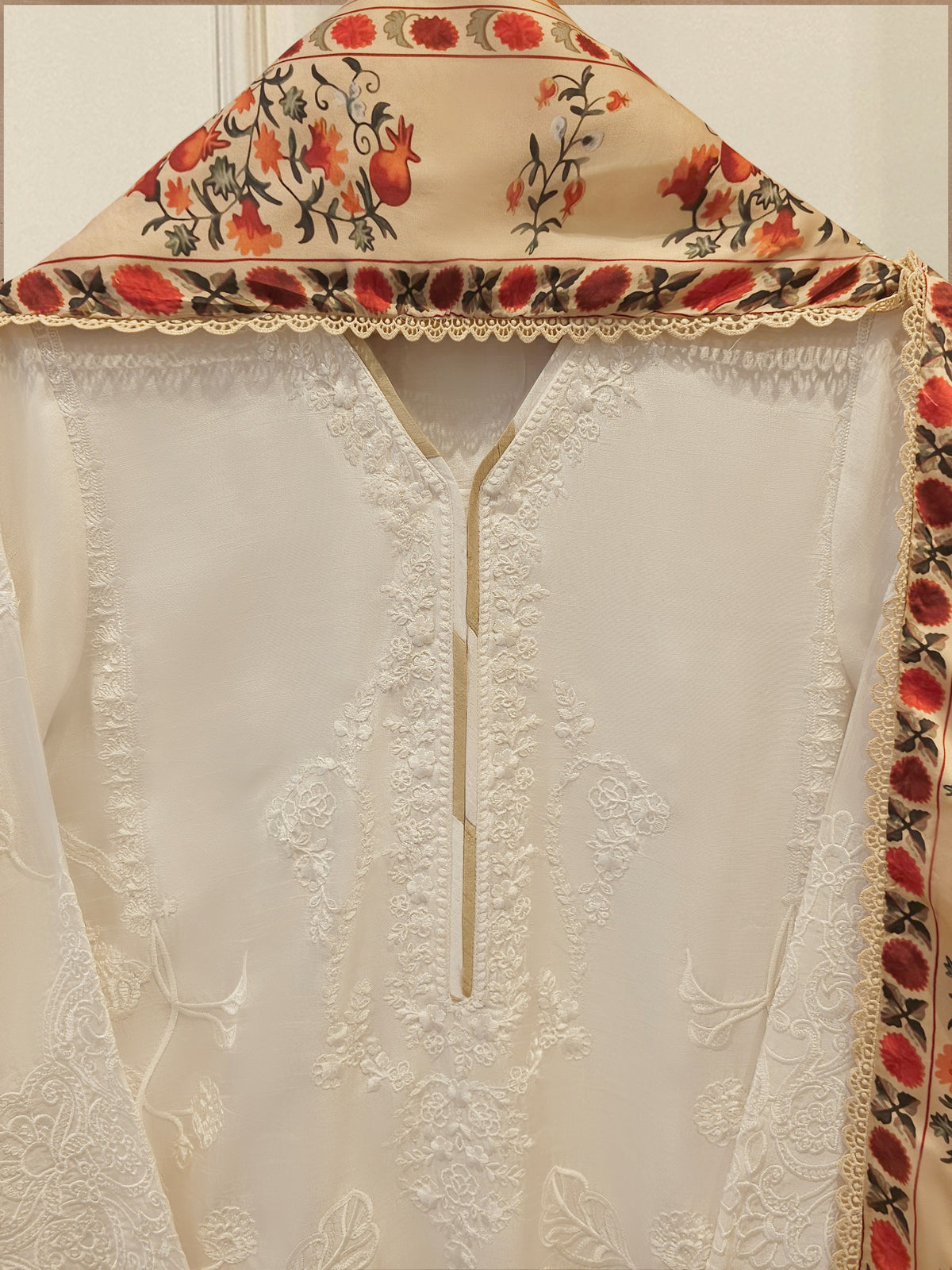 3 Piece- Pure Korean Silk Embroidered Suit S115360